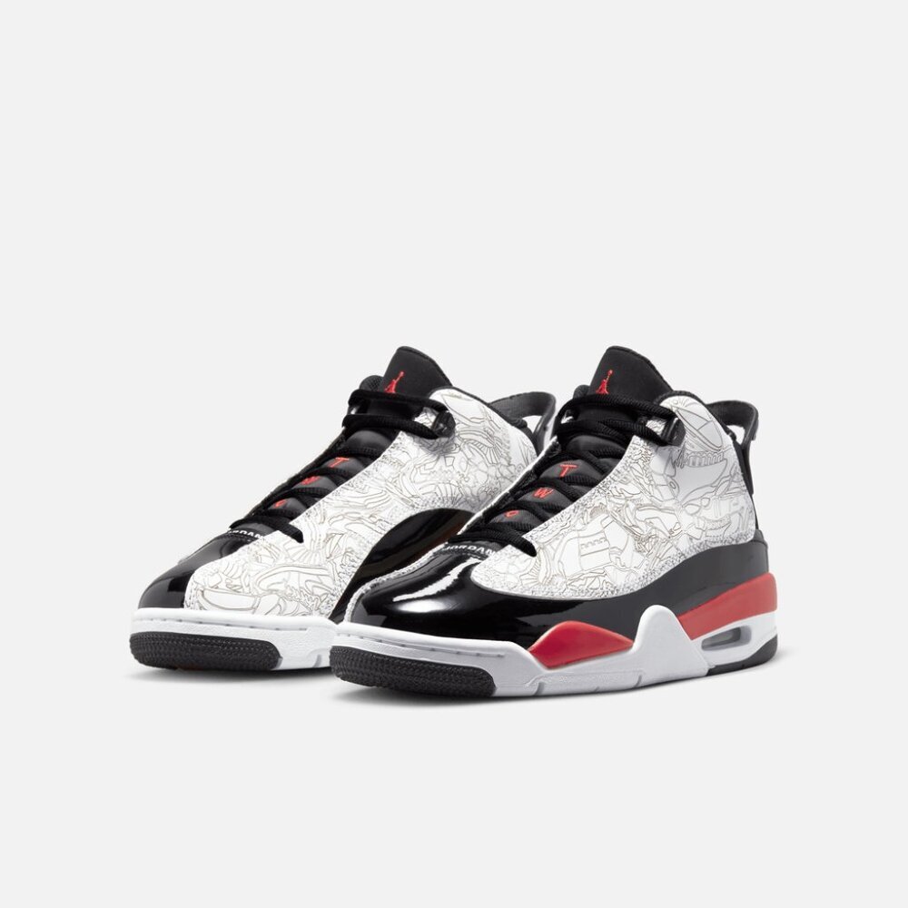 Nike Air Jordan Dub Zero Black White Red Laser Etched Size 7Y EUC Retro Jumpman